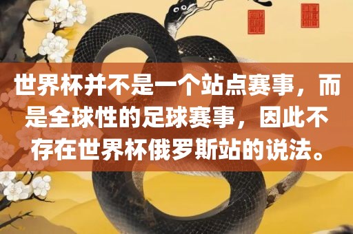 世界杯并不是一个站点赛事，而是全球性的足球赛事，因此不存在世界杯俄罗斯站的说法。