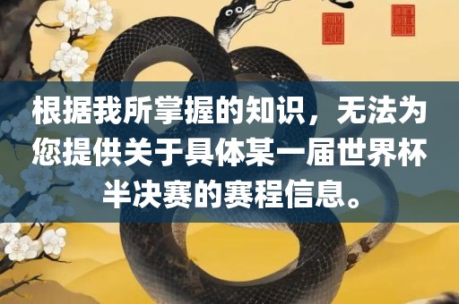 根据我所掌握的知识，无法为您提供关于具体某一届世界杯半决赛的赛程信息。