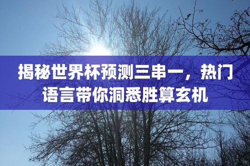 揭秘世界杯预测三串一，热门语言带你洞悉胜算玄机