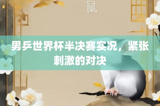 男乒世界杯半决赛实况，紧张刺激的对决