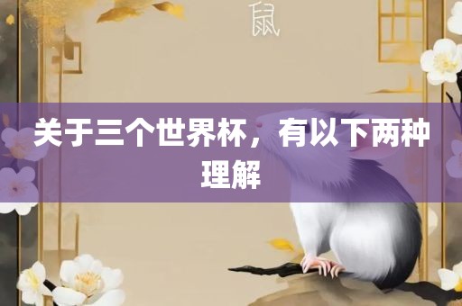 关于三个世界杯，有以下两种理解
