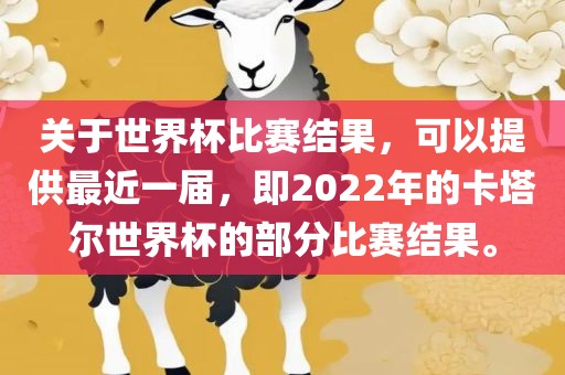 关于世界杯比赛结果，可以提供最近一届，即2022年的卡塔尔世界杯的部分比赛结果。