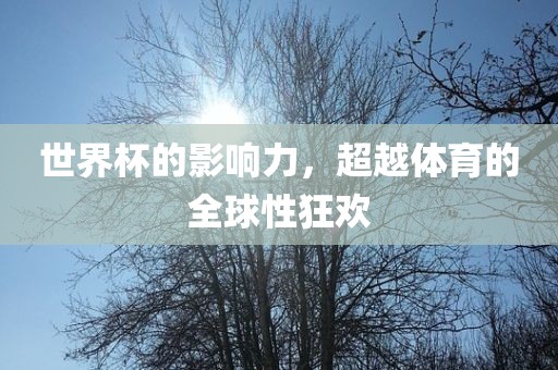 世界杯的影响力，超越体育的全球性狂欢