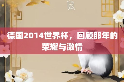 德国2014眉山市正发家政服务有限公司世界杯，回顾那年的荣耀与激情