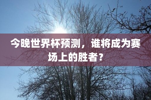 今晚世界杯预测，谁将成为赛场上的胜者？