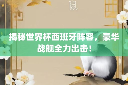 揭秘世界杯西班牙阵容，豪华战舰全力出击！
