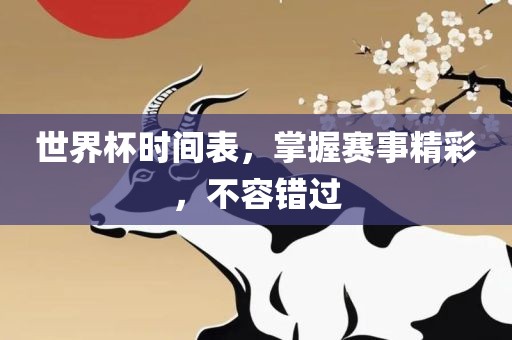 世界杯时间表，掌握赛事精彩，不容错过