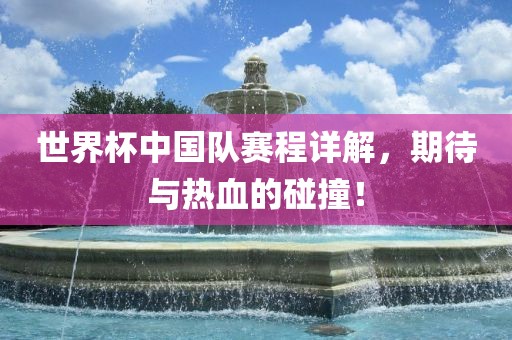 世界杯中国队赛程详解，期待与热血的碰撞！