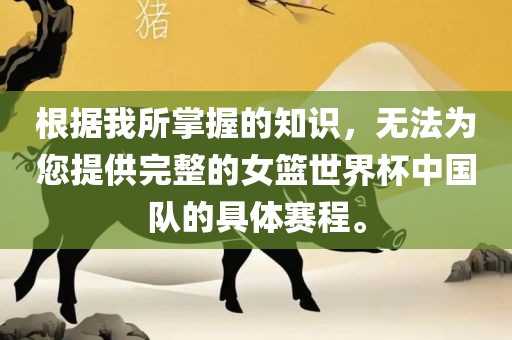 根据我所掌握的知识，无法为您提供完整的女篮世界杯中国队的具体赛程。