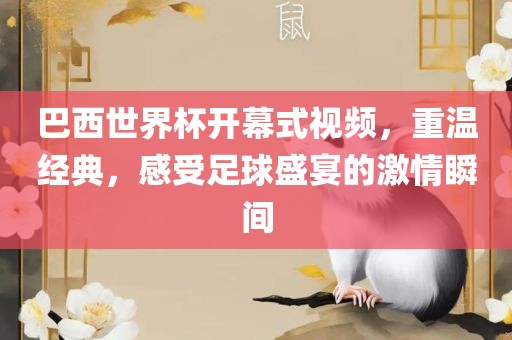 巴西世界杯开幕式视频，重温经典，感受足球盛宴的激情瞬间