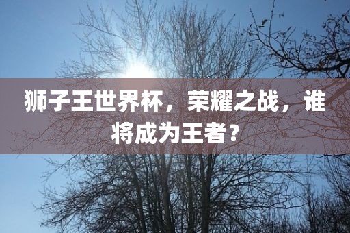 狮子王世界杯，荣耀之战，谁将成为王者？