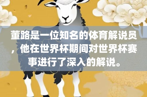 董路是一位知名的体育解说员，他在世界杯期间对世界杯赛事进行了深入的解说。