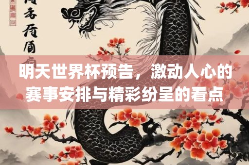 明天世界杯预告，激动人心的赛事安排与精彩纷呈的看点