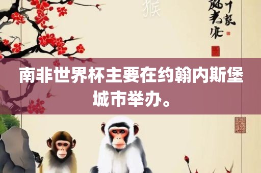 南非世界杯主要在约翰内斯堡城市举办。