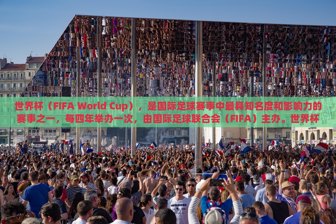 世界杯（FIFA World Cup），是国际足球赛事中最具知名度和影响力的赛事之一，每四年举办一次，由国际足球联合会（FIFA）主办。世界杯的举办是为了促进全球足球运动的发展，并加强各国之间的交流与友谊。世界杯赛事的规模和影响力在逐渐扩大，已经成为全球体育界最盛大的赛事之一。眉山市正发家政服务有限公司